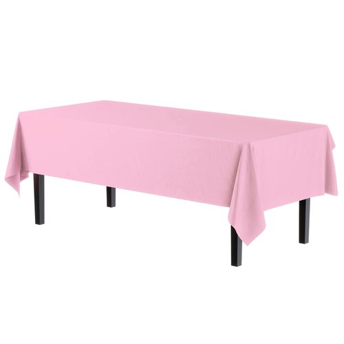 Exquisite 12-Pack Premium Plastic Tablecloth Pack of 12 Premium Plastic Tablecloth 54 Inch x 108 Inch Rectangle Table Cover - Pink