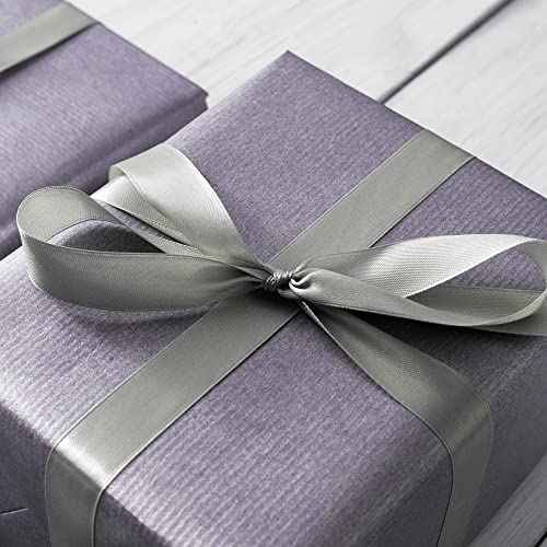 LIUYAXI Silver Stain Ribbon, 2" X Continuous 50 Yards, Double Faced Fabric Ribbon Use for Bows Bouquet,Christmas Gift Wrapping,Floral Arrangement