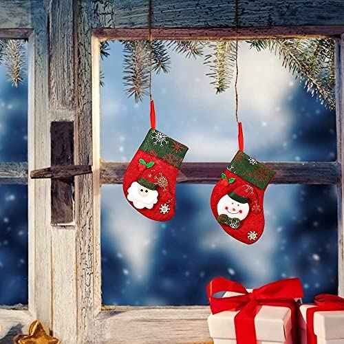 umbresen 4 Pack Christmas Stockings for Christmas Fireplace Hanging Stocking Tree Ornaments Gift Bag Candy Container Small Socks for Family Xmas Party Decorations (B)