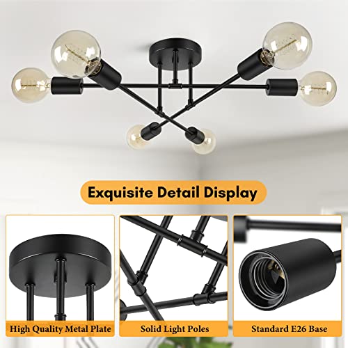 Bosceos Modern Sputnik Chandelier, 6-Light Ceiling Lights Fixture 22"