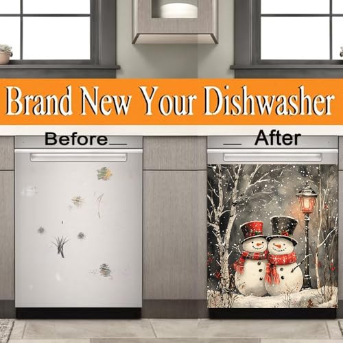 Magnetic Dishwasher Door Cover Snowman Cardial Winter Decal 23x26 in