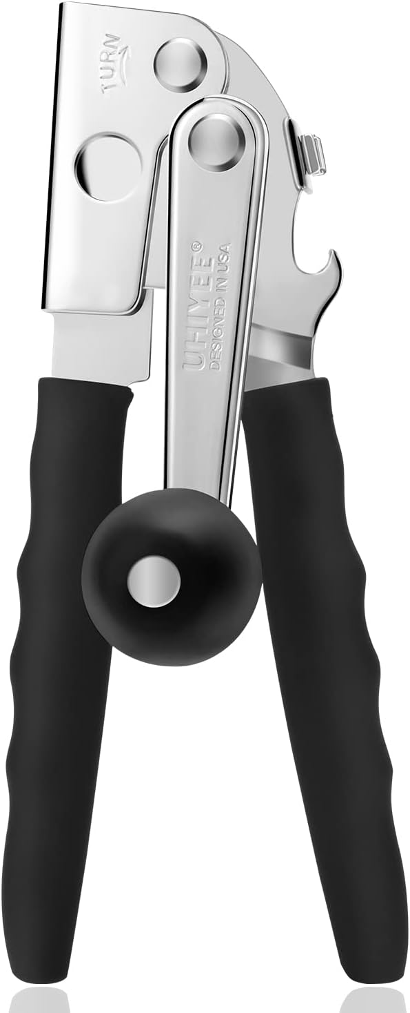 UHIYEE Heavy-Duty Manual Can Opener - Comfortable Extra-Long Handles for Easy Use | Black
