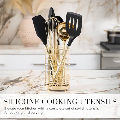 Black and Gold Kitchen Utensils Set - 23-Piece with Holder & Accessories - Variation of THIS Listing