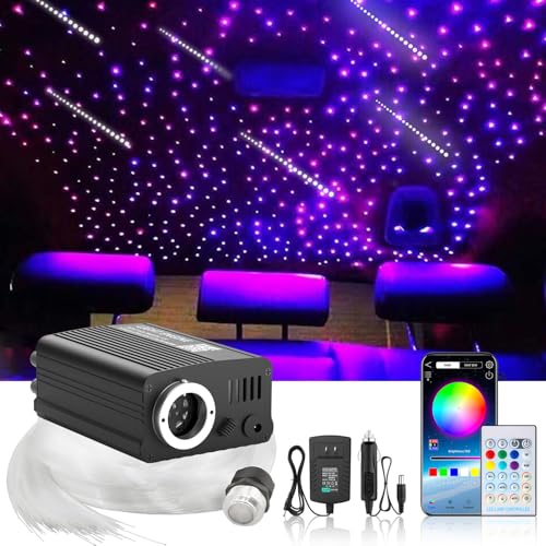 Fiber Optic Star Light Kit for Car Interior Ambient Lighting 750 Strands 9.8ft - RGBW, Music Sync, Remote & App Control, Includes 16W Engine - Variation of 750pcs 0.03in x 9.8ft