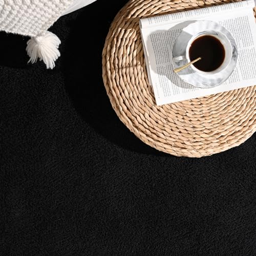 Large Modern Area Rug 7x10 Feet Black - Soft Non-Slip Living Room & Bedroom Carpet - Variation of THIS listing