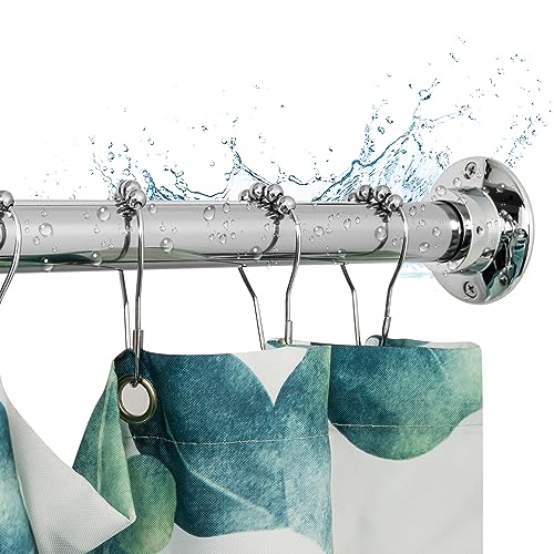 Heavy Duty Chrome Plated Shower Curtain Rod - 60 Inch Stainless Steel, Wall Mount, Permanent Install
