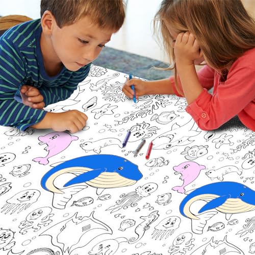 Ocean Coloring Tablecloth 54 x 108 Inches Giant Kids Craft Poster