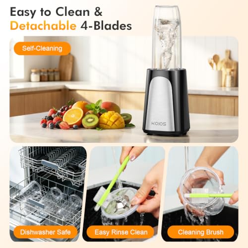 Black KOIOS 1000W Smoothie Blender 15-in-1 Set with Twist-Press Design