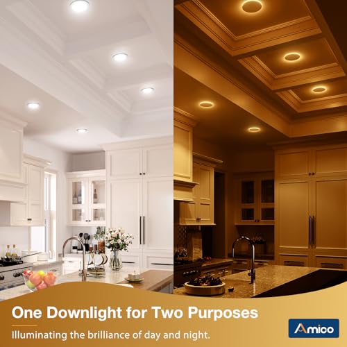 12 Pack 4 Inch LED Recessed Lights with Night Light - 5 CCT, 700LM, White