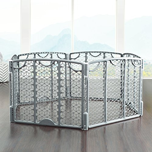 Evenflo Versatile Play Space Adjustable Area, 6-Panel (Cool Gray)
