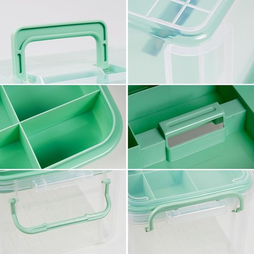 HEY FOLY 15qt Clear Medicine Organizer - Thickened Plastic First Aid Box with Tray & Labels