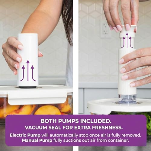 HOLDN’ STORAGE Vacuum Food Storage Containers Set of 9 with Electronic & Manual Pump
