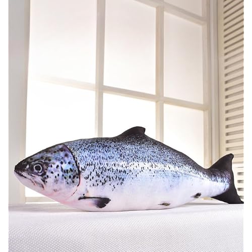 31.5 Inch Giant Soft Fish Cushion Pillow Animal Plush Pillow 3D Fish Cushion Carp Plush Throw Pillow Toys Gifts for Kids Birthday Christmas and Home Decor (Salmon)