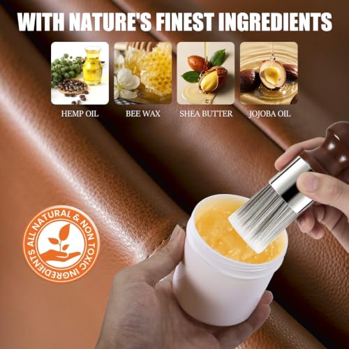 Wood & Leather Furniture Repair Salve with Brush - 8oz, Pack of 1 - Revive Dull, Dry Surfaces