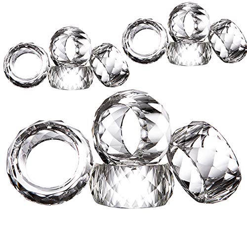 Crystal Napkin Ring Holders - 2 Inch Set of 12, Table Party Wedding