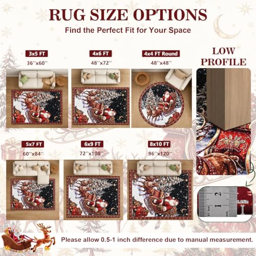 5' x 7' Christmas Santa Area Rug - Washable Non-Slip Holiday Decor