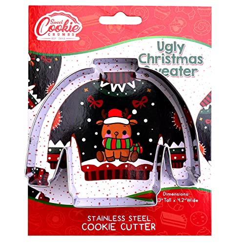 Sweet Cookie Crumbs Christmas Sweater Cookie Cutter - Dishwasher Safe, Stainless Steel, Variation: 1