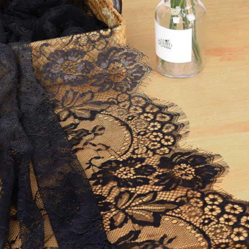 QueenDream Rustic Black Lace Tablecloth 60x120 Inches, 10 Pack – Wedding Decor