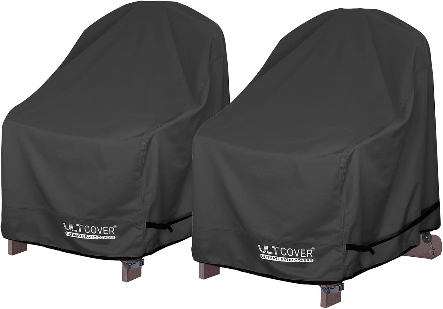 ULTCOVER Waterproof Adirondack Chair Covers - 2 Pack for Chairs Up to 32"W x 35"D x 36"H - Black