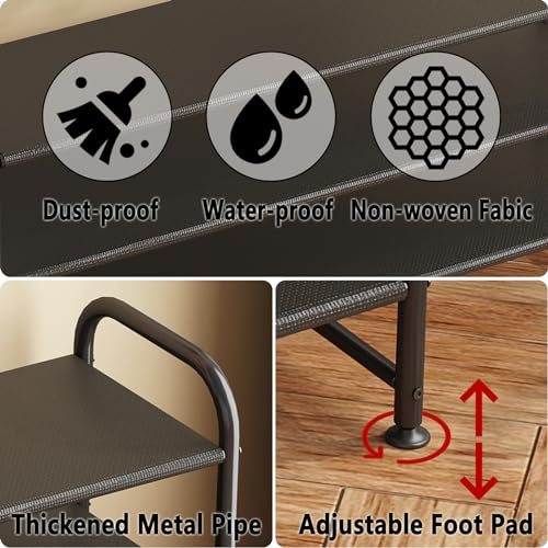 4 Tier Long Shoe Rack Organizer for Closet - Black