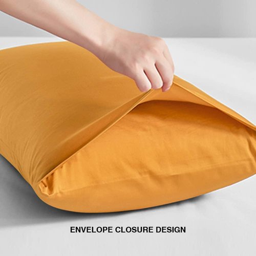 FLXXIE Pillow Cases - Soft Microfiber Queen Pillow Covers | Wrinkle Resistant, 2-Piece Set, 20x30, Ginger Yellow