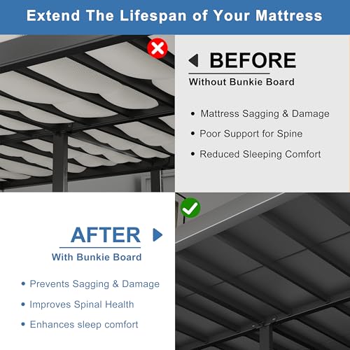 King Bunkie Board for Mattress Support - High-Density Polymer, Black, 80x74 Inches - Support Under Mattress