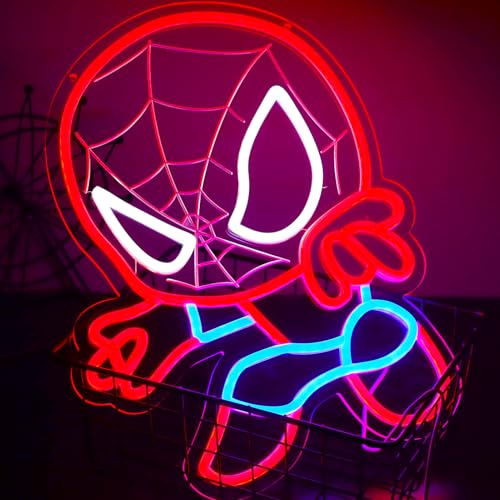 TOPQUALI T-Spider Neon Sign for Wall Decor, Dimmable Anime LED Light, Kids & Game Room Decoration, 12.2x15.7 Inch