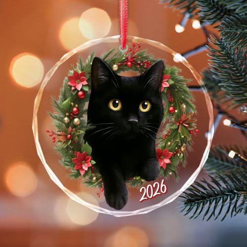 PORSWISH Style 3 Black Cat Christmas Ornament - Pet Lover Holiday Decor, 2026