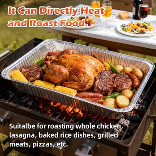 Benestanti 20 Pack Full Size Aluminum Steam Table Pans - Heavy Duty Disposable Roasting & Baking Trays for Catering