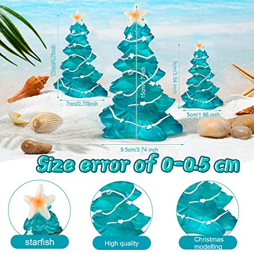 Blue Resin Miniature Christmas Trees Set - Ocean Beach Holiday Decor