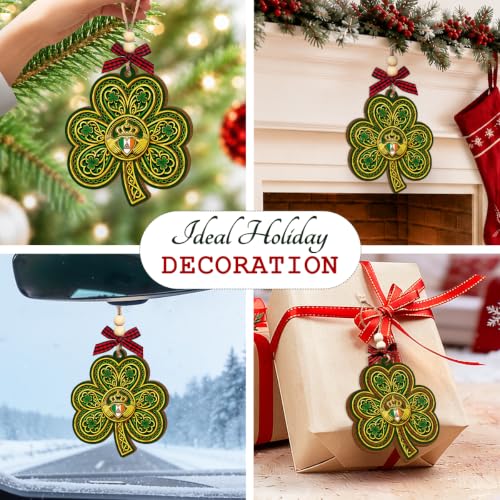 Irish Celtic Christmas Ornament with Shamrock and Knotwork - Handmade Irish Holiday Decoration