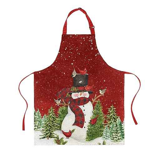 BOHARERS Christmas Apron for Women Adjustable Bib Kitchen Aprons, Snowman Holiday Apron for Party,Christmas Decorations