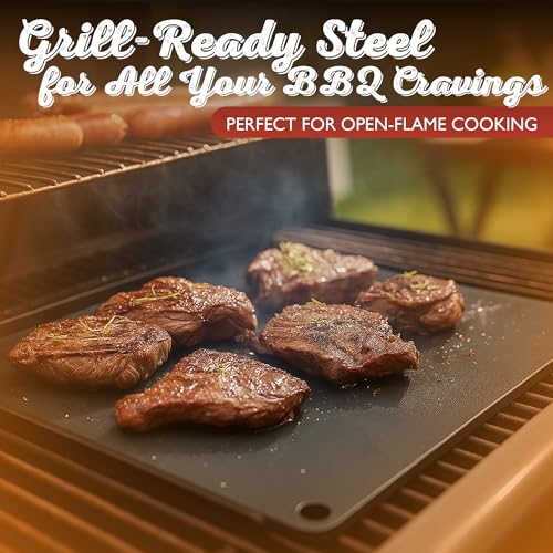 Heavy-Duty Pizza Steel Pan 16x13.4 Inch for Crispy Crust Baking or Grilling