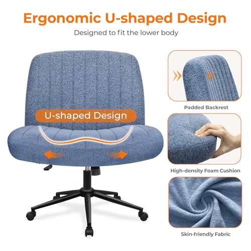 Neo Chair Blue Dual Base Criss Cross Office Chair with Wheels & Foot Pads