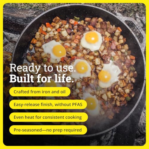 17-Inch Pre-Seasoned Cast Iron Skillet with Dual Loop Handles
