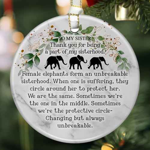 Elephant Ornament for Best Friends, Friendship Gifts for Women - Christmas Ornaments Gift for Sister, Bestie & Close Friends