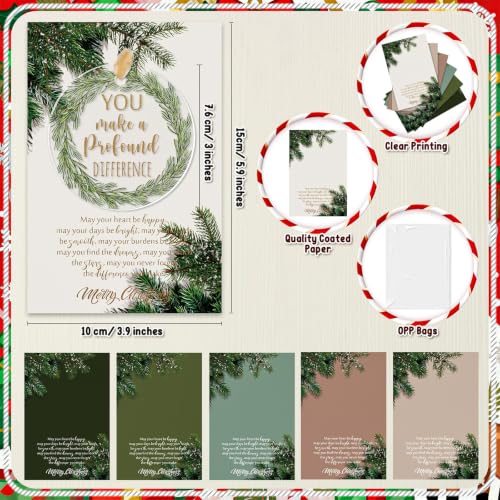 Thyle 24 Pack Vintage Christmas Ornaments with Thank You Cards – 12 Designs, 3 inch (Gold Lanyard)