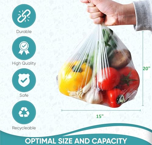 Focus Poly 15x20 Jumbo Produce Bags - 3000 Count, Leakproof & Transparent