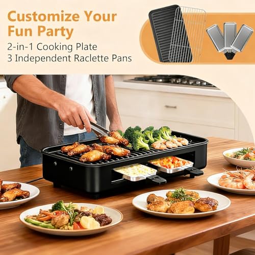NAUQUOHZ Black 1700W Smokeless Indoor Electric Grill with Removable Non-Stick Grates