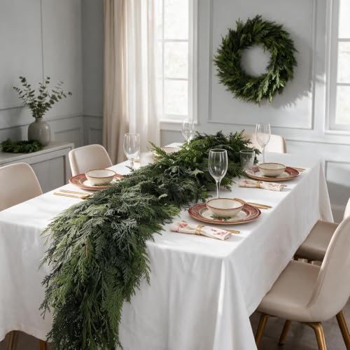 9FT Artificial Cedar Garland, Faux Christmas Garland for Mantle