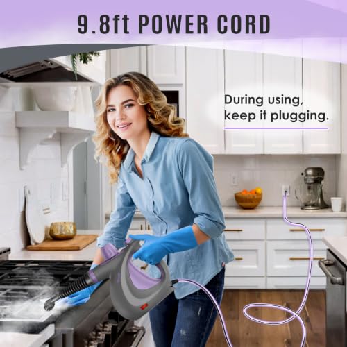 Pressurized Handheld Multi-Surface Steam Cleaner with 12 Accessories - Purple