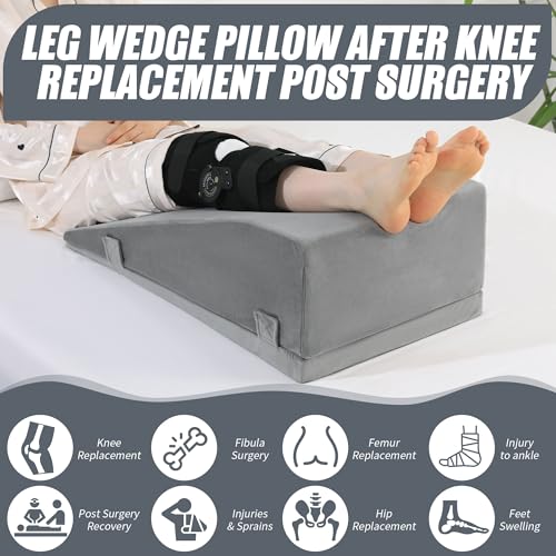 ROYALAY Adjustable Leg Elevation Pillow for Post-Surgery Recovery, Grey, Both Legs