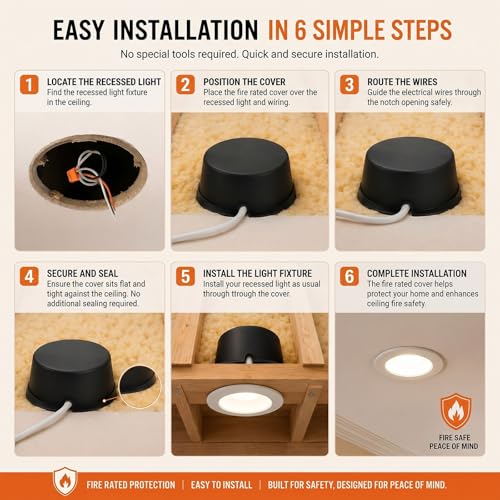 Tuanse 15 Pack Recessed Light Covers 8.6 Inch Fire-Resistant Can Lights Black