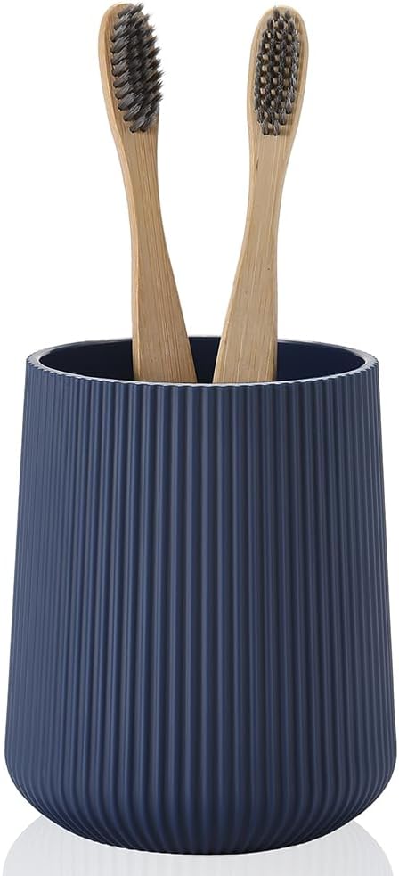 YAUKPH Navy Blue Striped Toothbrush Holder - Electric Toothbrush Organizer for Kids & Adults