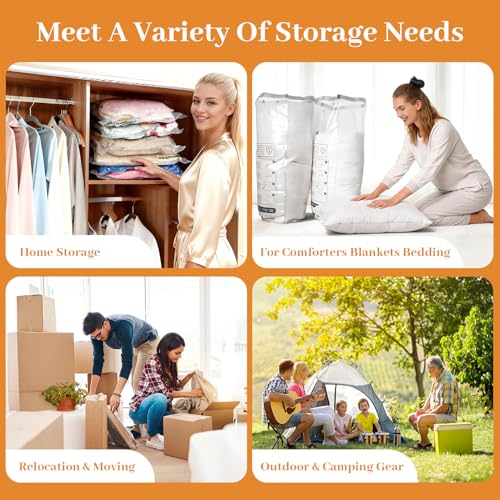 10 Jumbo Vacuum Storage Bags with Cordless Pump - Large Space Saver for Bedding & Clothing