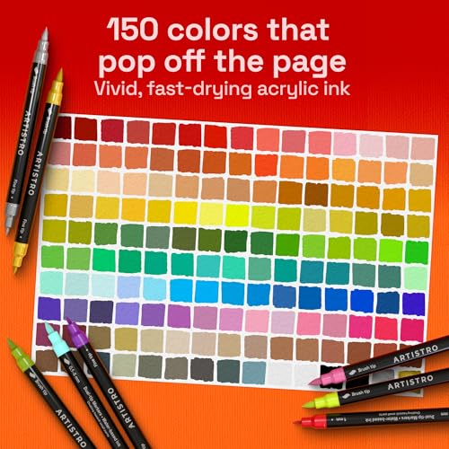 ARTISTRO 150 Acrylic Dual Tip Glass Marker Pens Set - Perfect for Wine Glasses