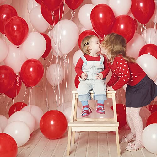 FOTIOMRG Red Balloons, 50 Pack - 12 inch Latex Party Balloons for Birthday, Graduation, Baby Shower, Valentines, Christmas, Wedding Parties (with Red Ribbon)