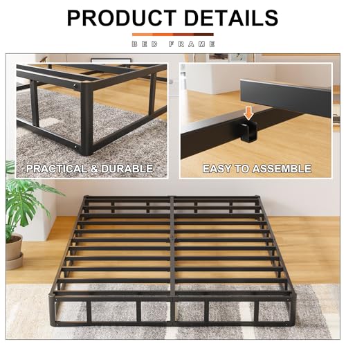 Queen Box Spring 9 Inch Heavy Duty Bed Base with Fabric Cover - EMODA