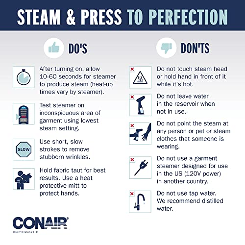 Conair Handheld Travel Garment Steamer All White 1100W for Clothes & Home