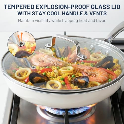 Kikcoin Ceramic Nonstick Frying Pans with Lids, 3 Pieces (8"+9.5"+11")